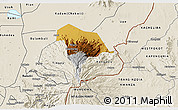 Physical 3D Map of Kween, shaded relief outside