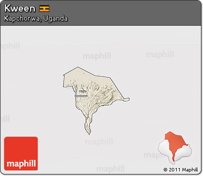 Shaded Relief 3D Map of Kween, cropped outside