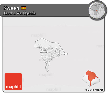 Silver Style 3D Map of Kween, single color outside