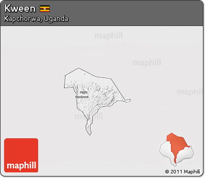 Silver Style 3D Map of Kween, single color outside