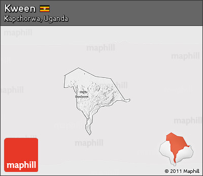 Silver Style 3D Map of Kween, single color outside