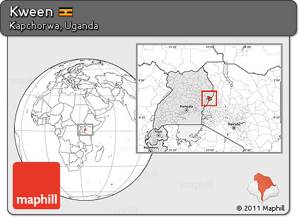 Blank Location Map of Kween, highlighted country, highlighted parent region