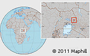 Gray Location Map of Kween, within the entire country
