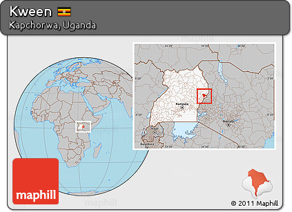 Gray Location Map of Kween, highlighted country