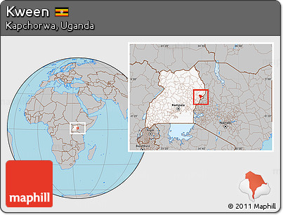 Gray Location Map of Kween, highlighted country
