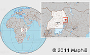 Gray Location Map of Kween, highlighted country, highlighted parent region