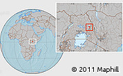 Gray Location Map of Kween, highlighted parent region, hill shading