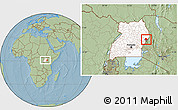 Savanna Style Location Map of Kween, highlighted country, highlighted parent region, within the entire country, hill shading