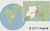 Savanna Style Location Map of Kween, highlighted country, highlighted parent region, hill shading
