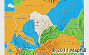 Shaded Relief Map of Kween, political outside