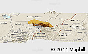 Physical Panoramic Map of Kween, shaded relief outside