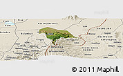 Satellite Panoramic Map of Kween, shaded relief outside