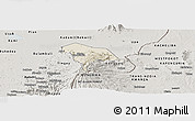 Shaded Relief Panoramic Map of Kween, semi-desaturated