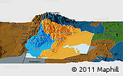 Political Panoramic Map of Kasese, darken