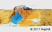 Political Panoramic Map of Kasese, physical outside