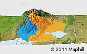 Political Panoramic Map of Kasese, satellite outside
