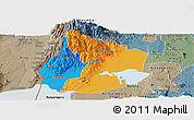Political Panoramic Map of Kasese, semi-desaturated