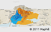 Political Panoramic Map of Kasese, shaded relief outside
