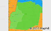 Political Shades Simple Map of Kasese, political outside