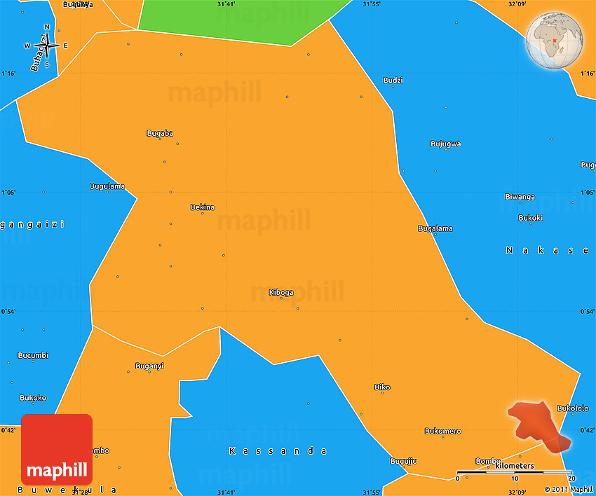 Political Simple Map of Kiboga