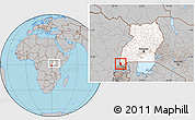 Gray Location Map of Bufumbira, highlighted country, within the entire country