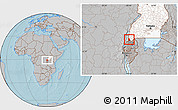 Gray Location Map of Bufumbira, highlighted country, hill shading