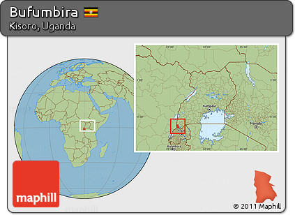 Savanna Style Location Map of Bufumbira, highlighted parent region, within the entire country