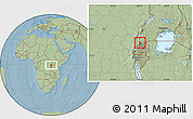 Savanna Style Location Map of Bufumbira, highlighted parent region, hill shading