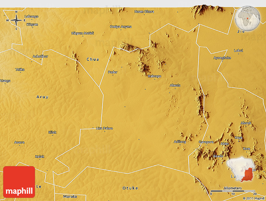 Physical 3D Map of Agago