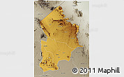 Physical 3D Map of Kotido, semi-desaturated