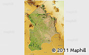 Satellite 3D Map of Kotido, physical outside