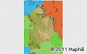 Satellite 3D Map of Kotido, political shades outside
