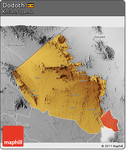 Physical 3D Map of Dodoth, desaturated