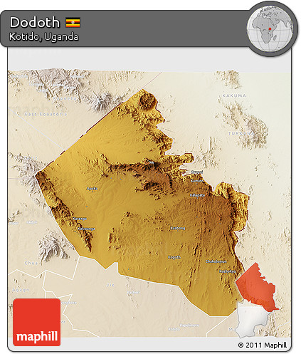 Physical 3D Map of Dodoth, lighten
