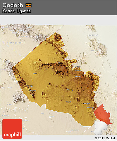 Physical 3D Map of Dodoth, lighten