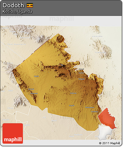 Physical 3D Map of Dodoth, lighten