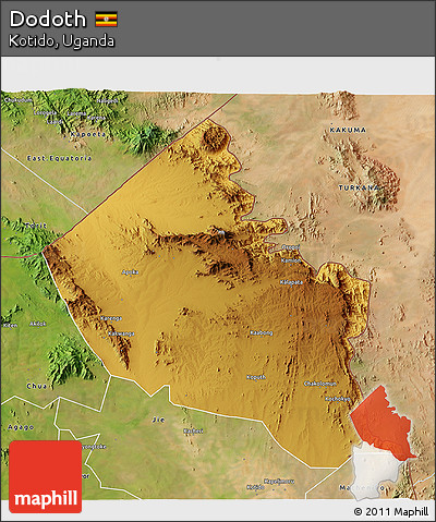 Physical 3D Map of Dodoth, satellite outside