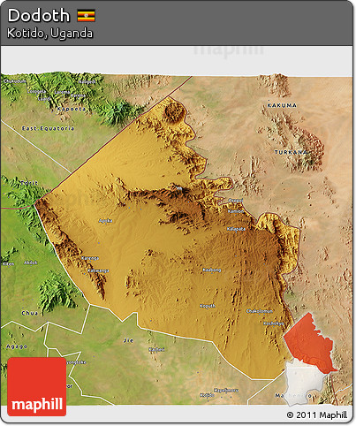 Physical 3D Map of Dodoth, satellite outside