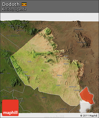 Satellite 3D Map of Dodoth, darken