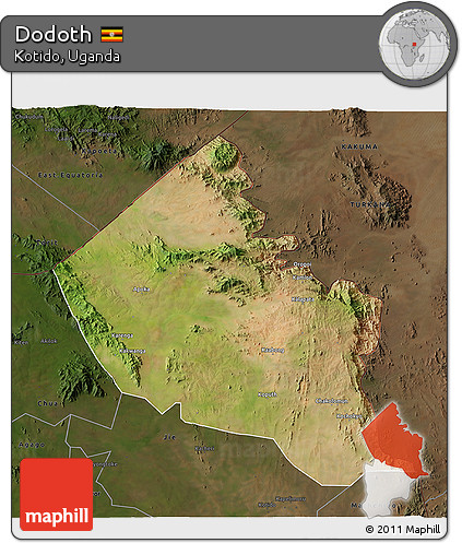 Satellite 3D Map of Dodoth, darken