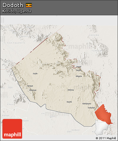 Shaded Relief 3D Map of Dodoth, lighten