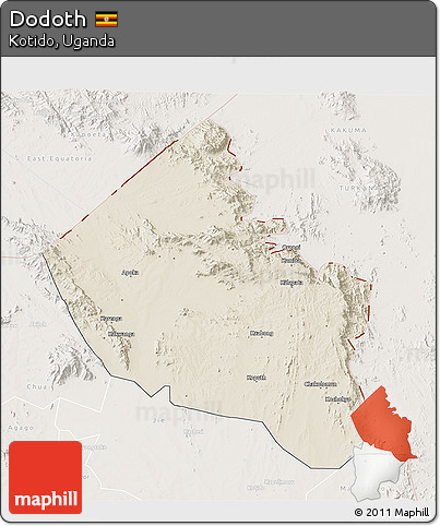 Shaded Relief 3D Map of Dodoth, lighten