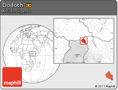 Blank Location Map of Dodoth, highlighted country