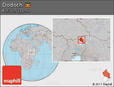 Gray Location Map of Dodoth, highlighted parent region