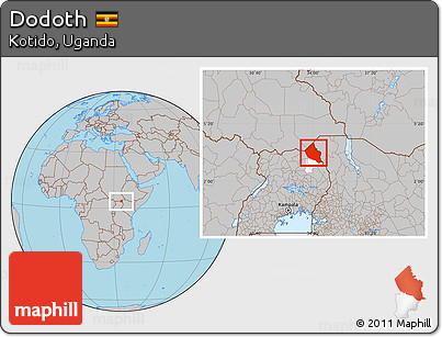 Gray Location Map of Dodoth, highlighted parent region