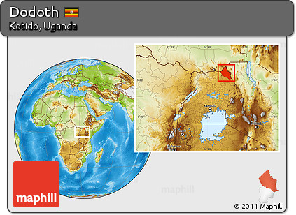 Physical Location Map of Dodoth, within the entire country