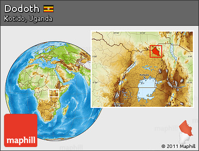 Physical Location Map of Dodoth, within the entire country