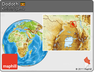 Physical Location Map of Dodoth, within the entire country