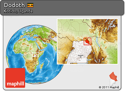 Physical Location Map of Dodoth, highlighted country