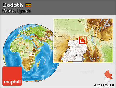 Physical Location Map of Dodoth, highlighted country